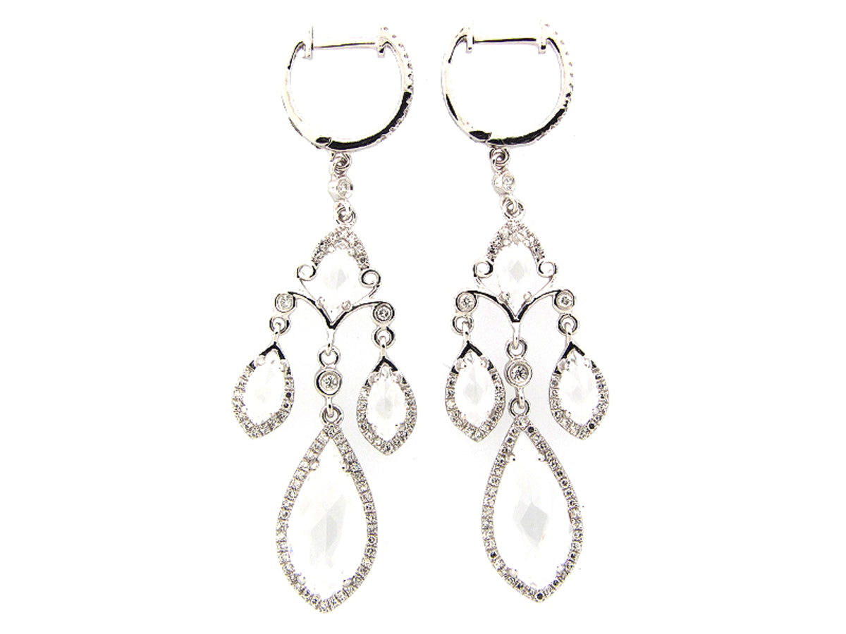 WHITE TOPAZ & DIAMOND EARRING, 14KW (H)