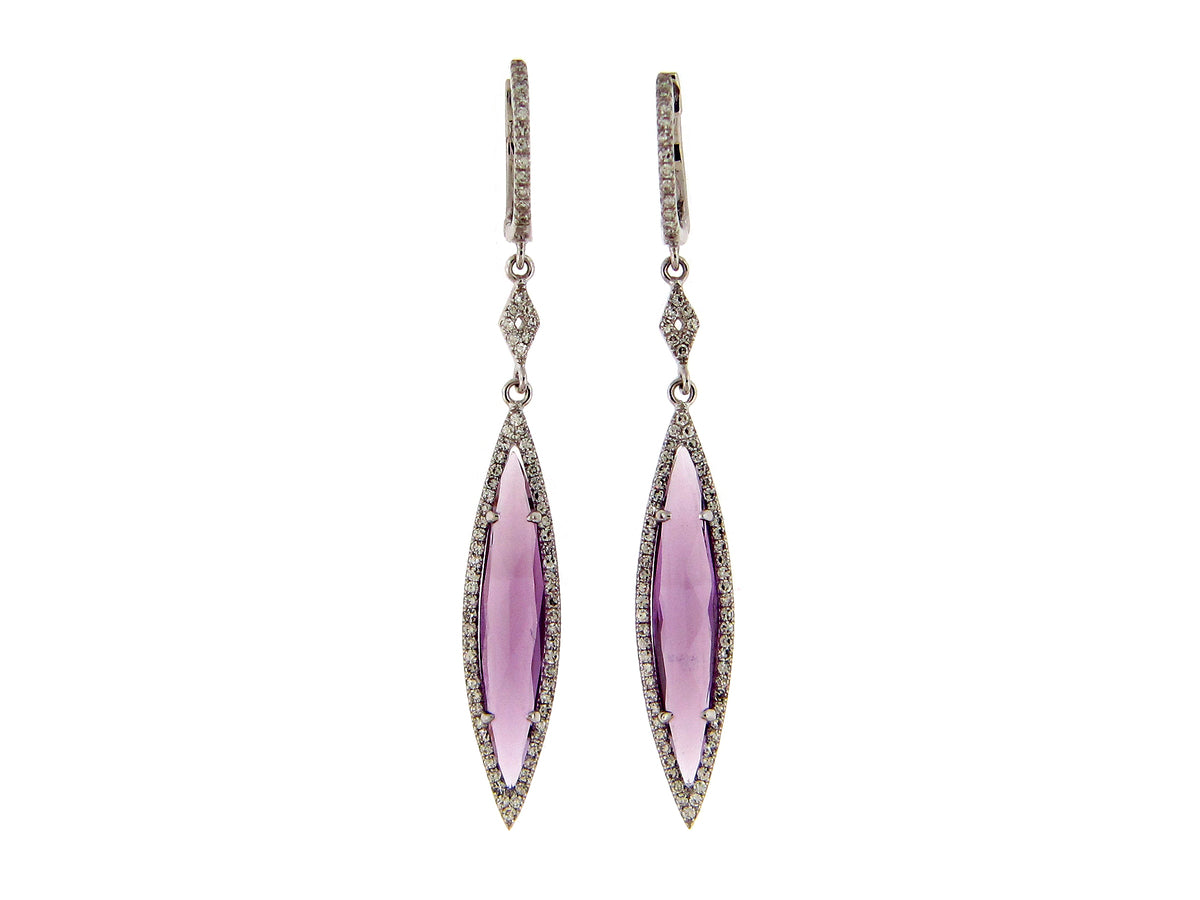 AMETHYST & DIAMOND EARRING, 18KW (H)