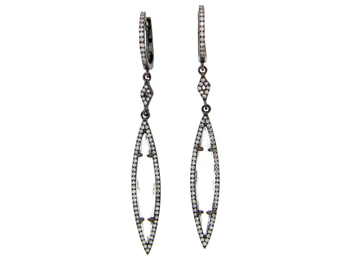 WHITE TOPAZ & DIAMOND EARRING, 14K BLACK FINISH (H)