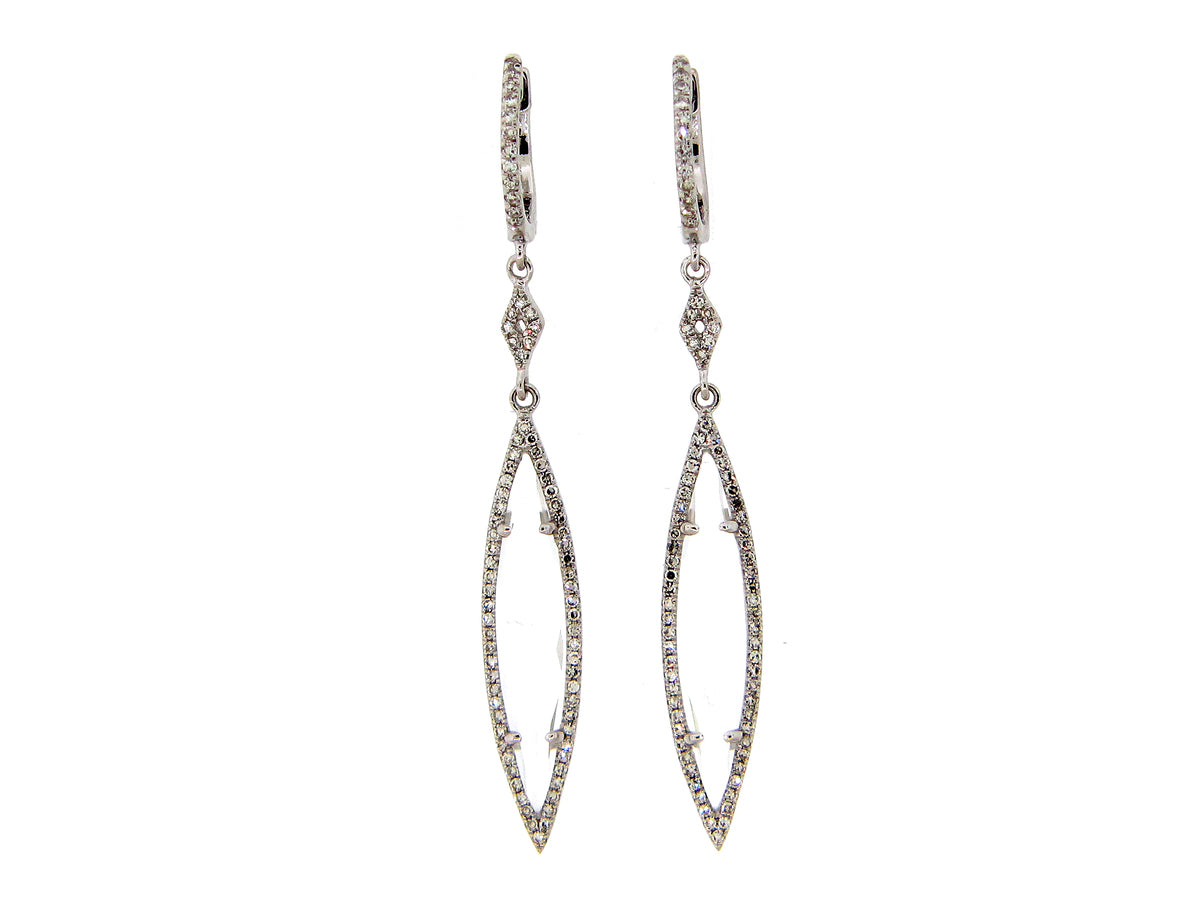WHITE TOPAZ & DIAMOND EARRING, 14KW (H)