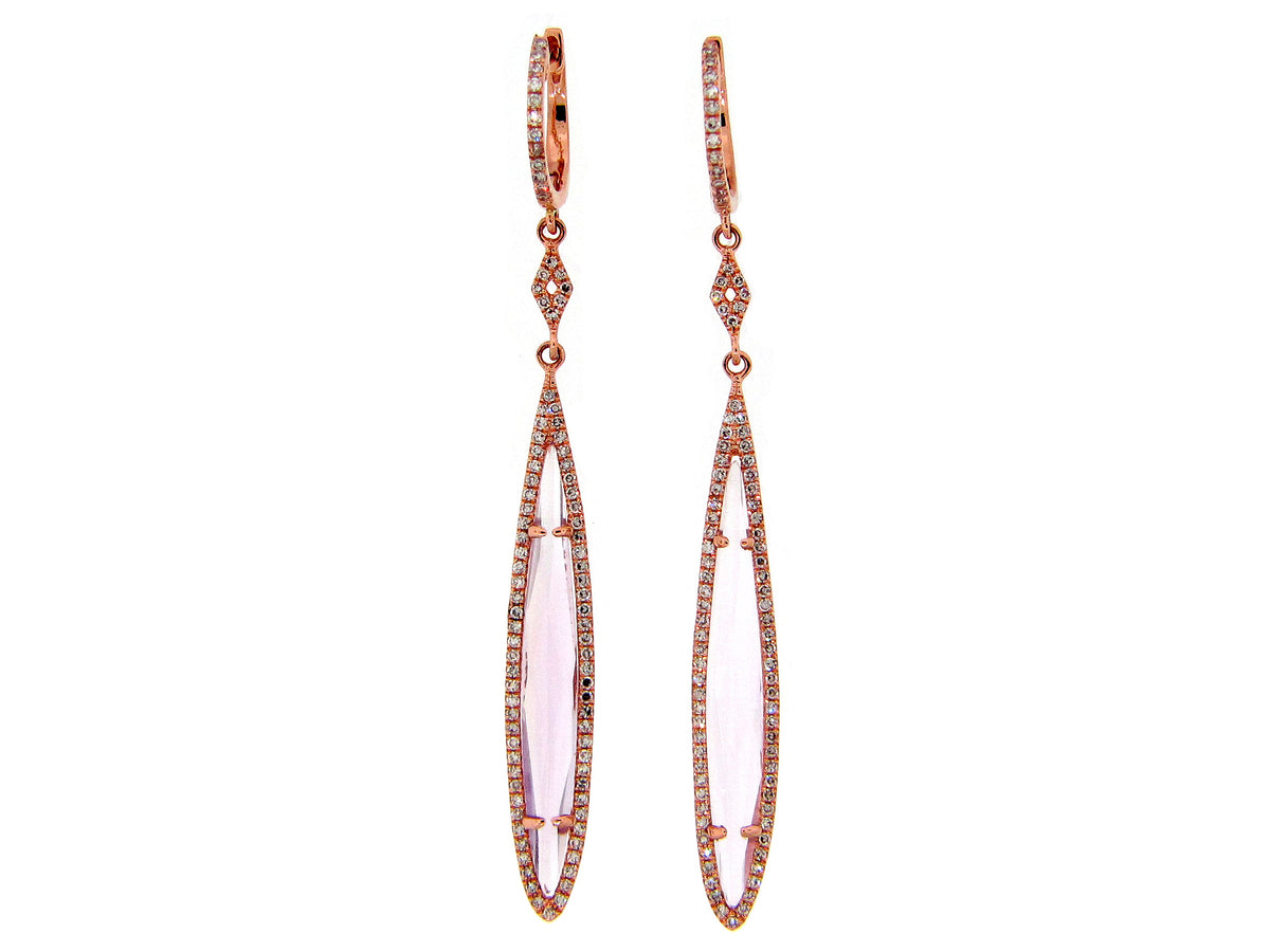 PINK AMETHYST & DIAMOND EARRING, 14KR (H)