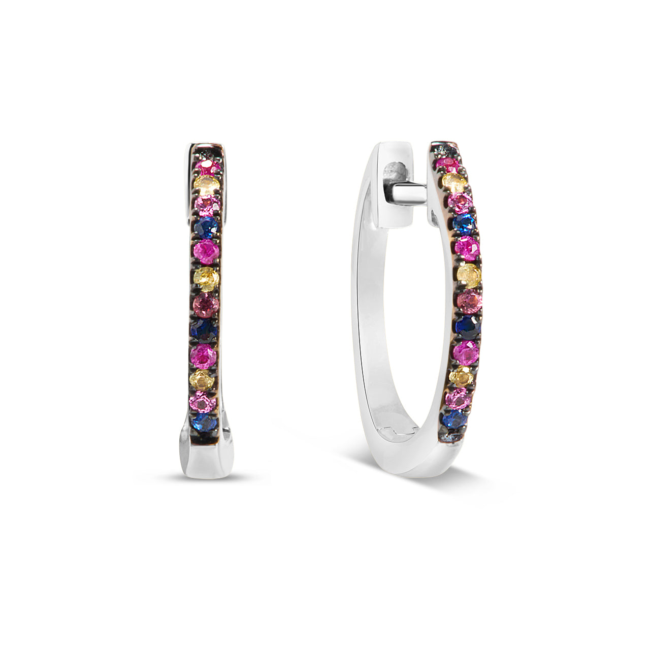 Rainbow Sapphire Classic Slim Huggie Earring