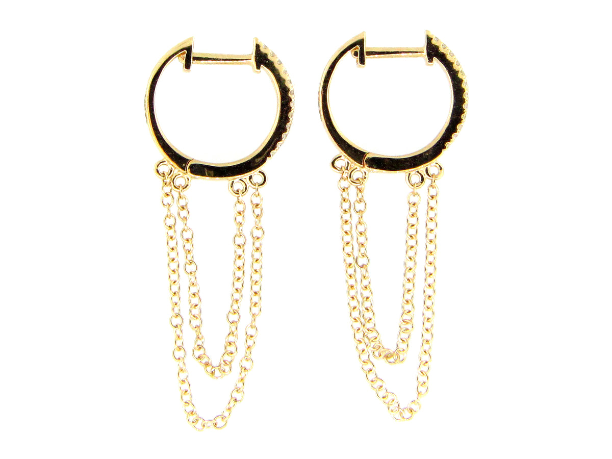 DIAMOND DOUBLE CHAIN HOOP EARRING