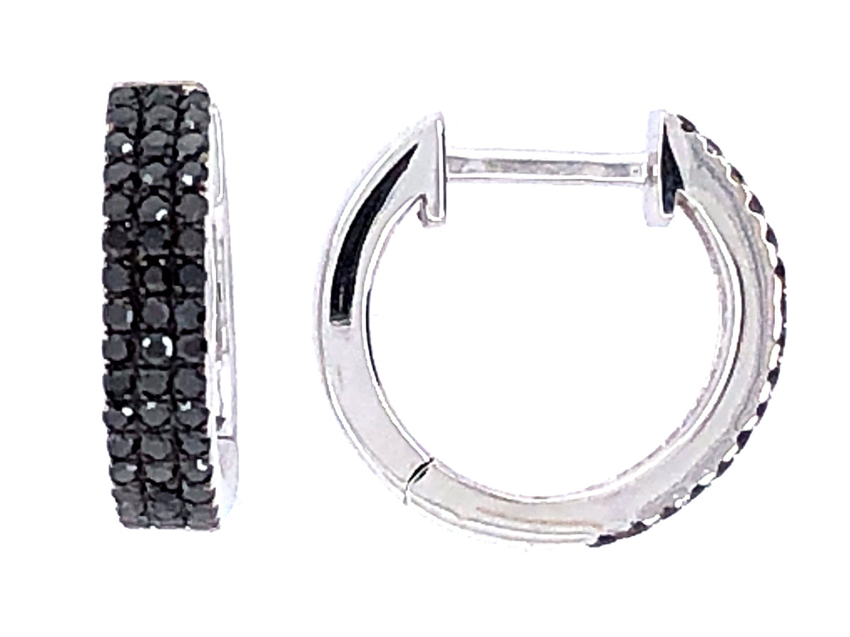 BLACK DIAMOND PAVE 3 ROW HUGGY EARRING