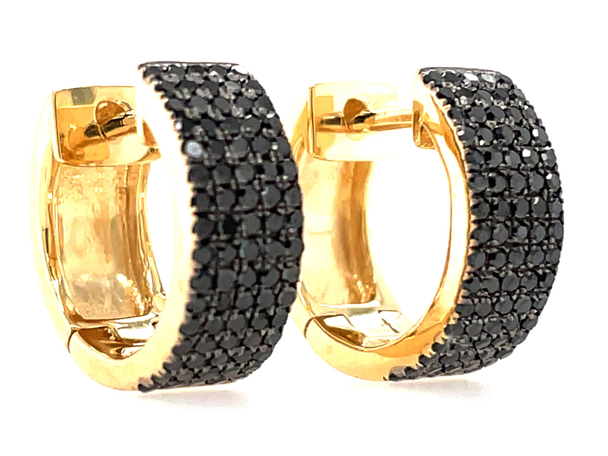 BLACK DIAMOND PAVE 5 ROW HUGGY EARRING