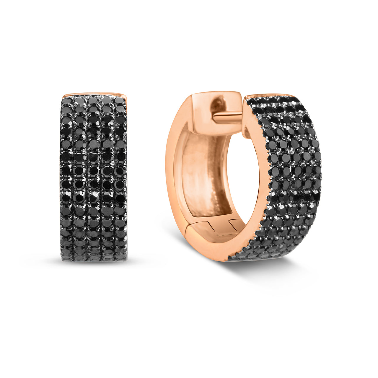 Black Diamond 5 Row Huggie Earring