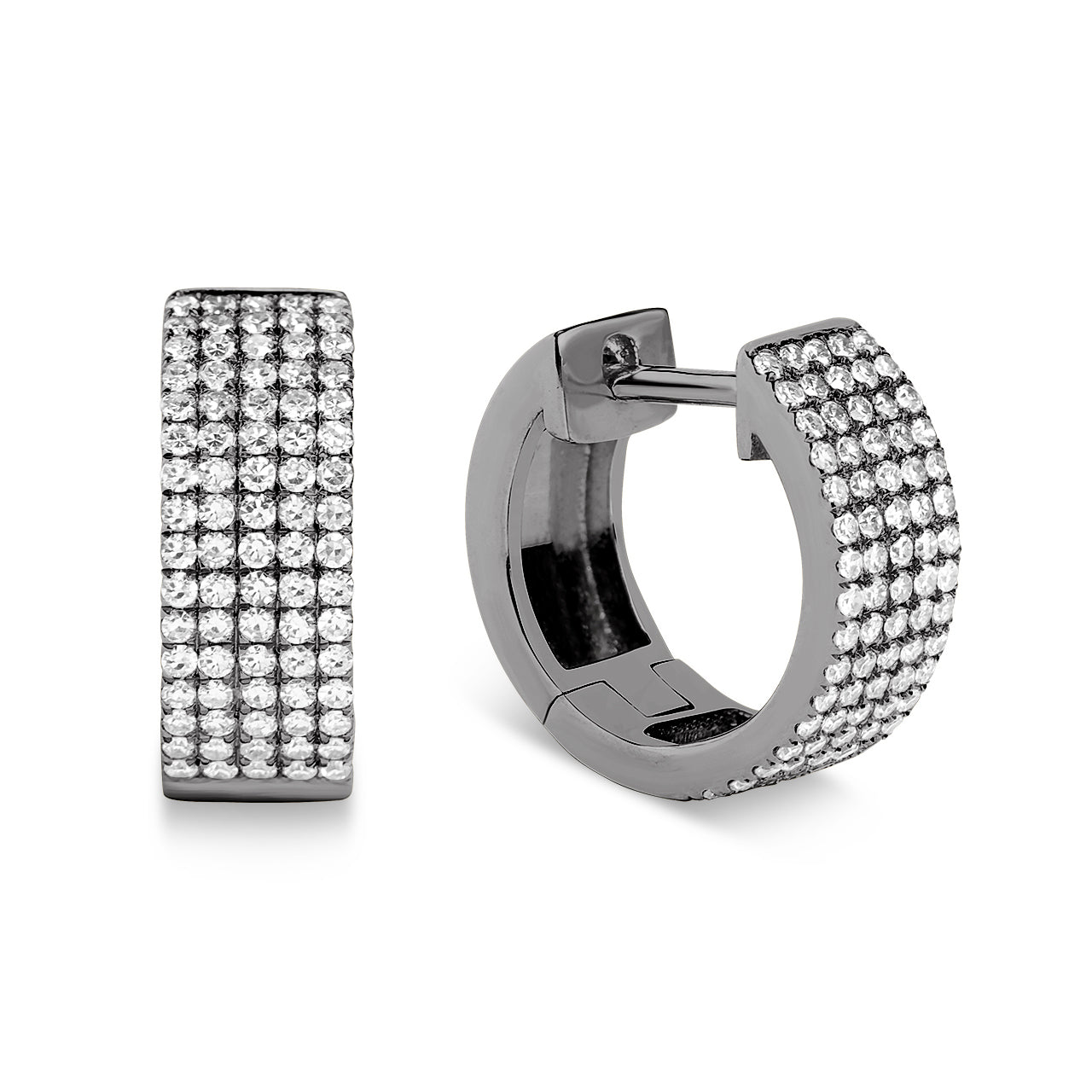 Diamond Pave 5 Row Huggie Earring