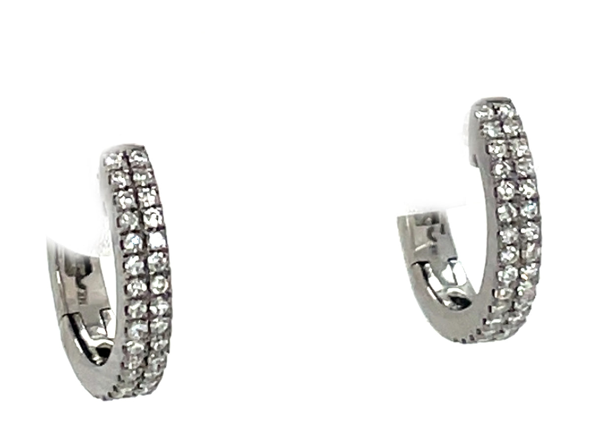 DIAMOND 2 ROW 12.7MM HUGGY EARRING