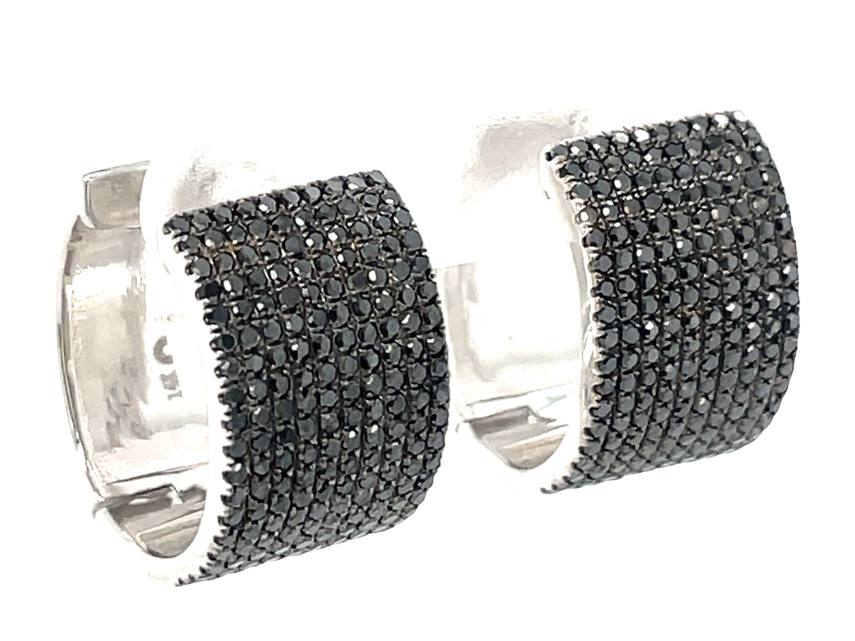 BLACK DIAMOND PAVE 10 ROW HOOP EARRING