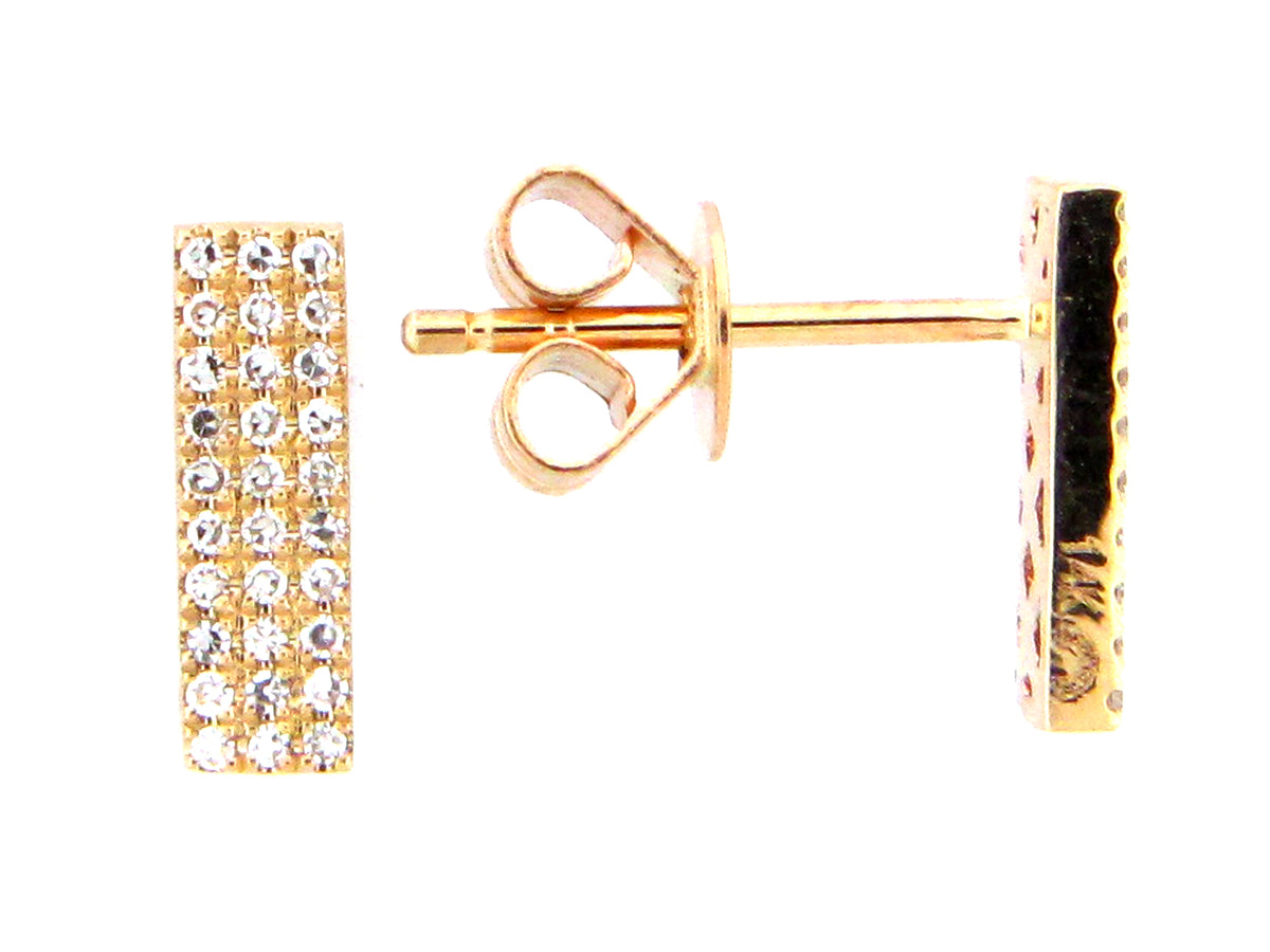 DIAMOND RECTANGLE BAR STUD EARRING