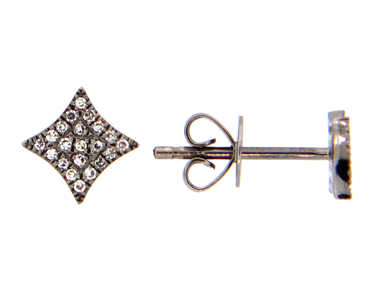 Diamond 4 Point Star Earring, 14k Black Finish, 7.2mm, (N)