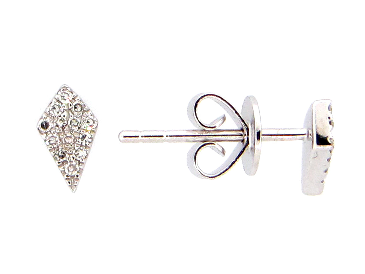 DIAMOND KITE STUD EARRING, 18KW, 6.2 X3.5MM, (N)