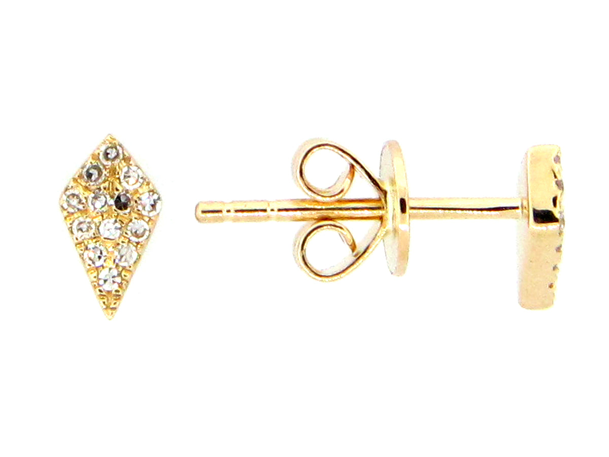 DIAMOND KITE STUD EARRING, 18KY, 6.2 X3.5MM, (N)