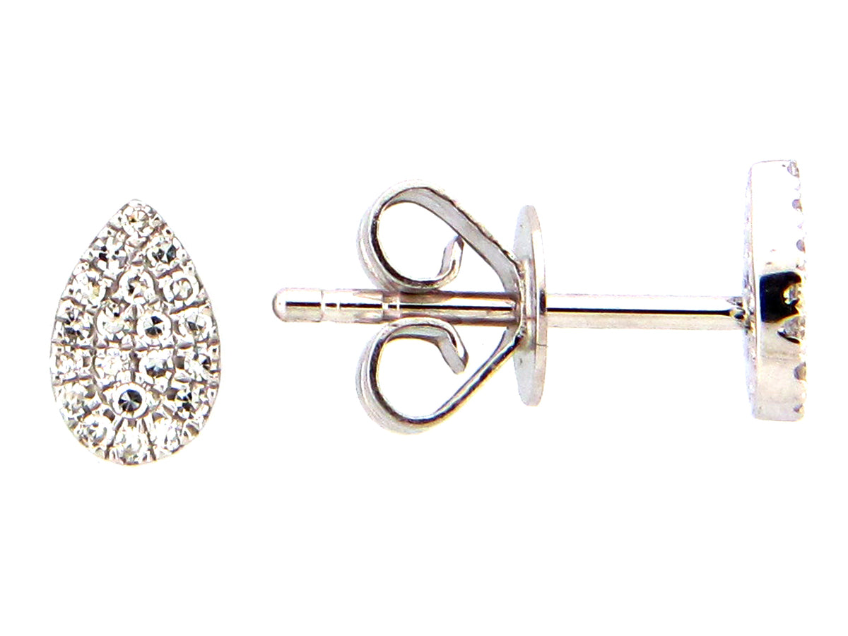 DIAMOND PEAR STUD EARRING, 18KW, 6 X 4 MM, (N)