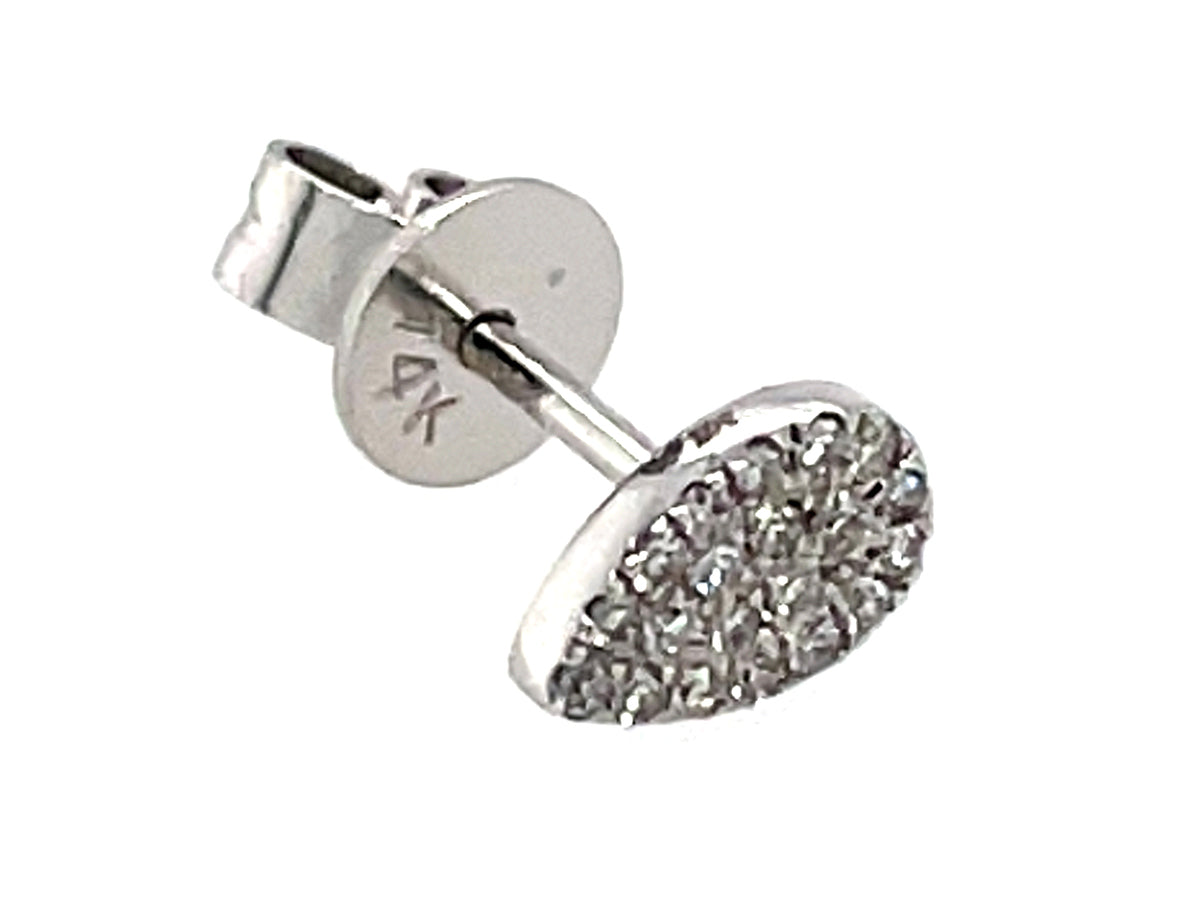 Single Diamond Pear Stud Earring, 14kw, 6 X 4 Mm, (N)