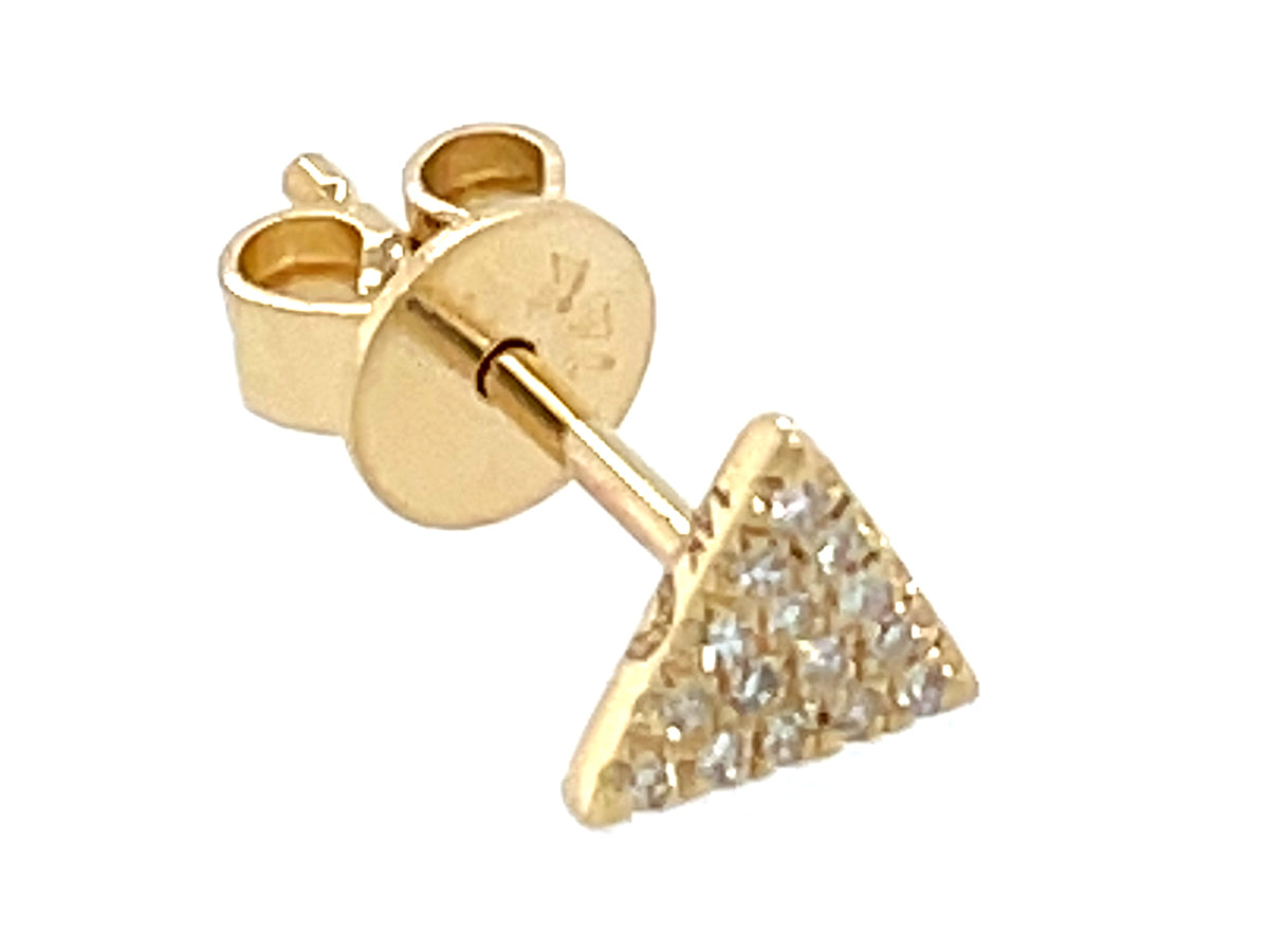 SINGLE DIAMOND TRIANGLE STUD EARRING, 14KY, 4.9MM, (N)