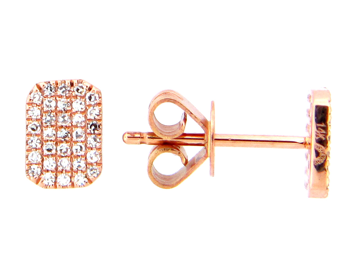 DIAMOND CUSHION RECTANGLE STUD EARRING