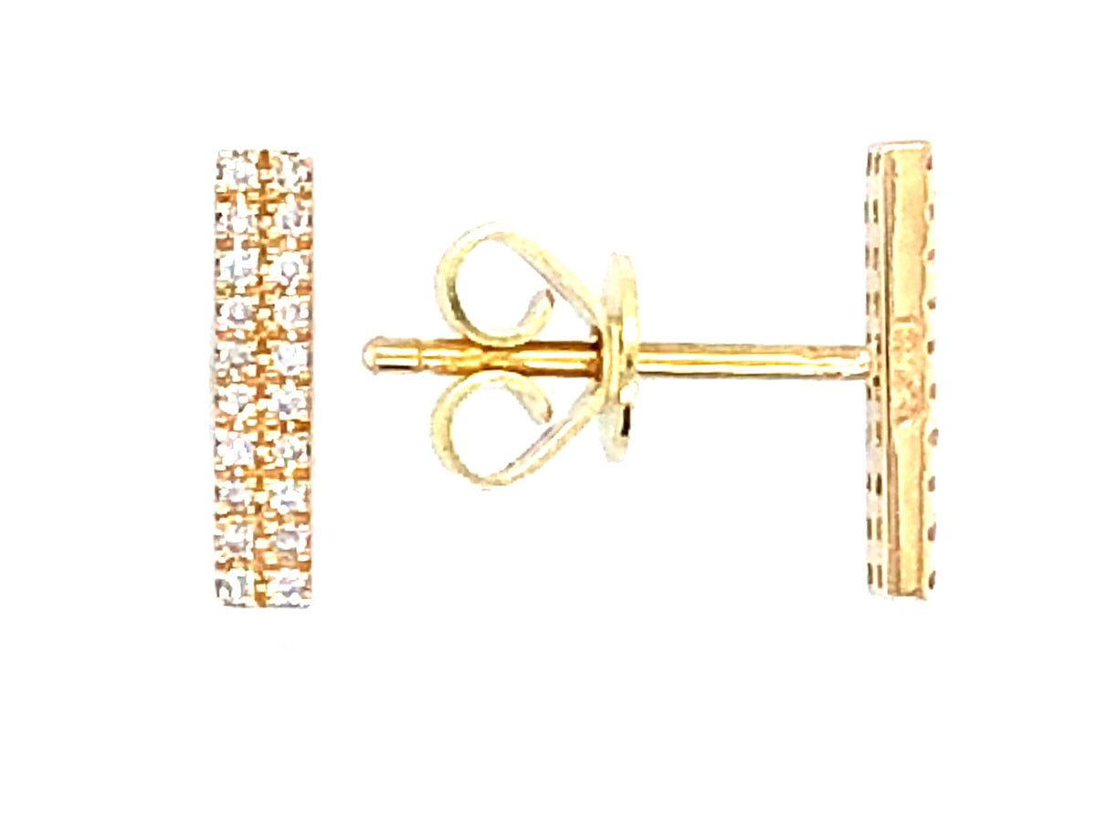DIAMOND BAR STUD EARRING, 18KY (N)