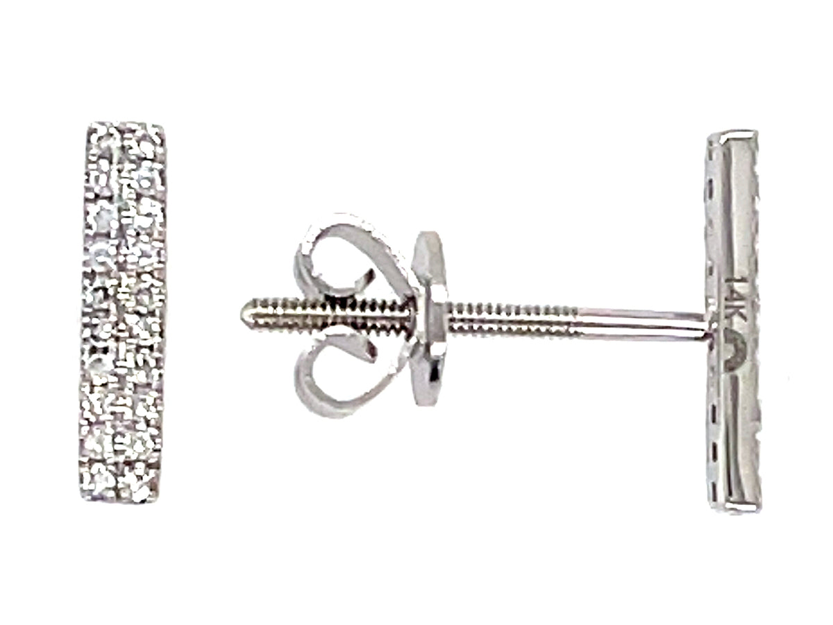 DIAMOND BAR STUD EARRING, SCREW BACK