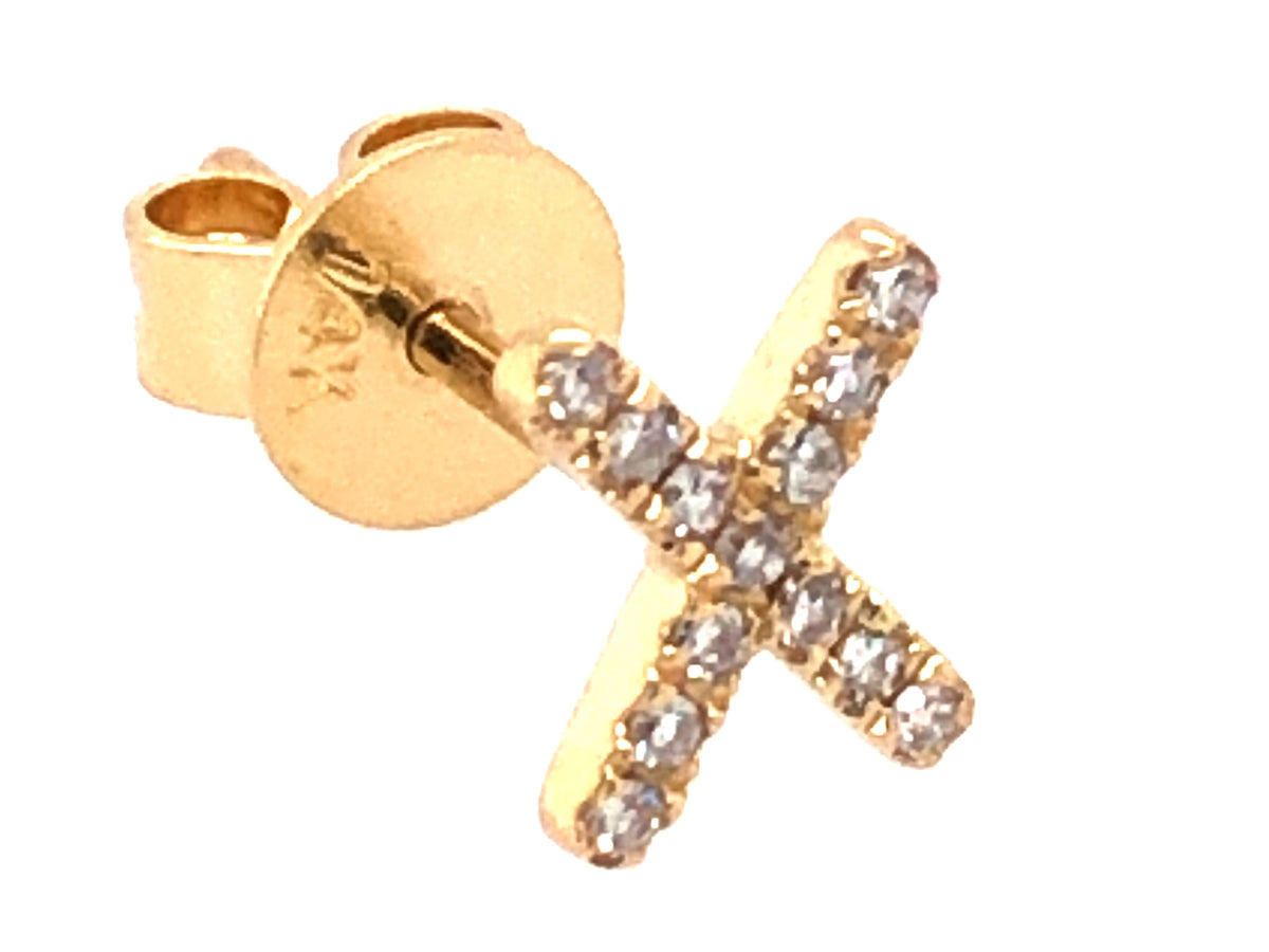 SINGLE DIAMOND X STUD EARRING