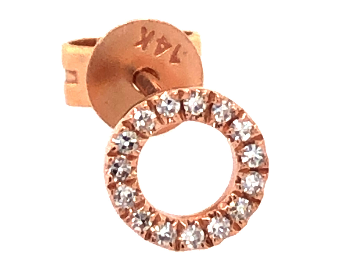SINGLE DIAMOND CIRCLE STUD EARRING, 14KR (N)