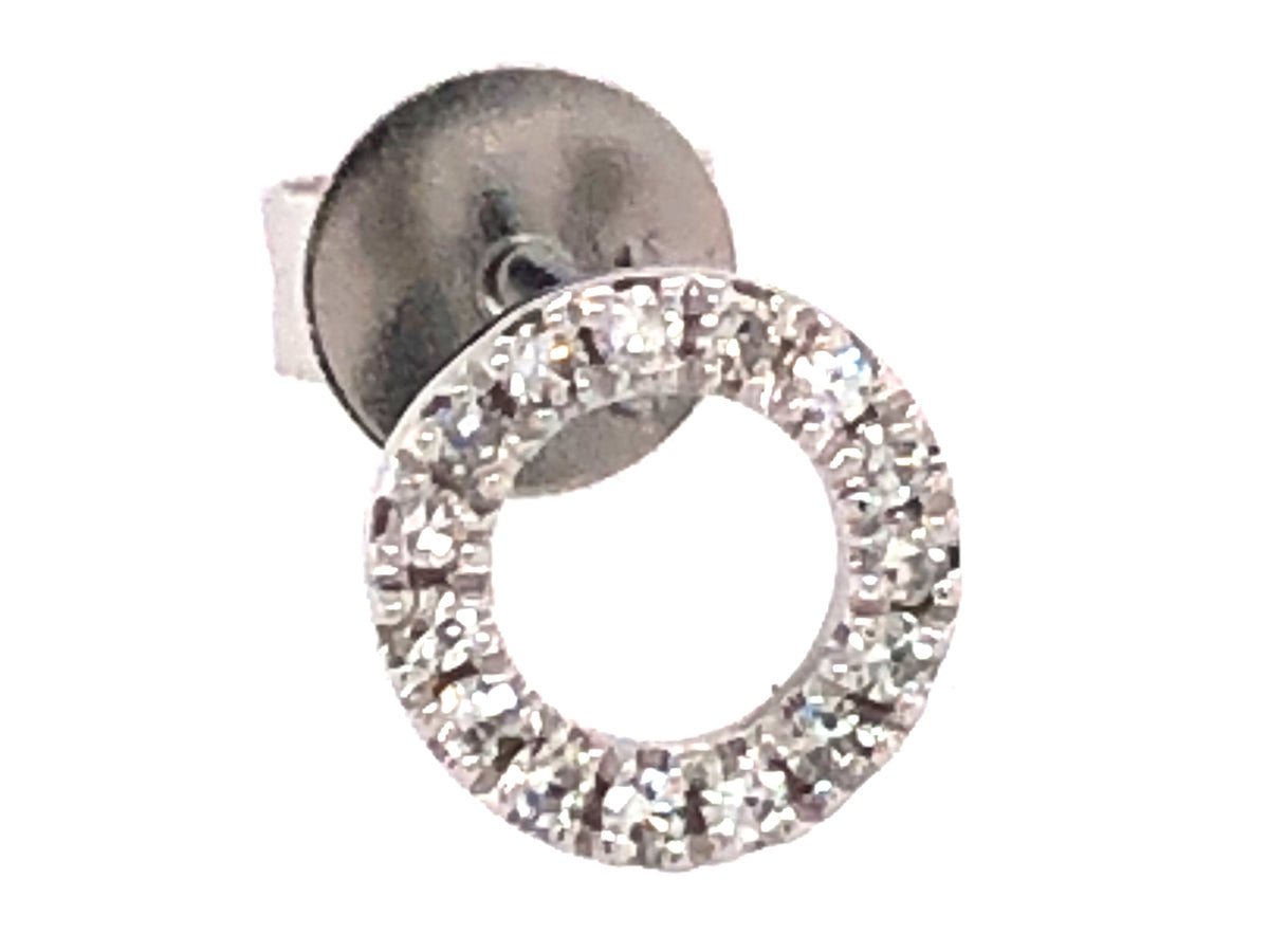 SINGLE DIAMOND CIRCLE STUD EARRING, 14KW (N)