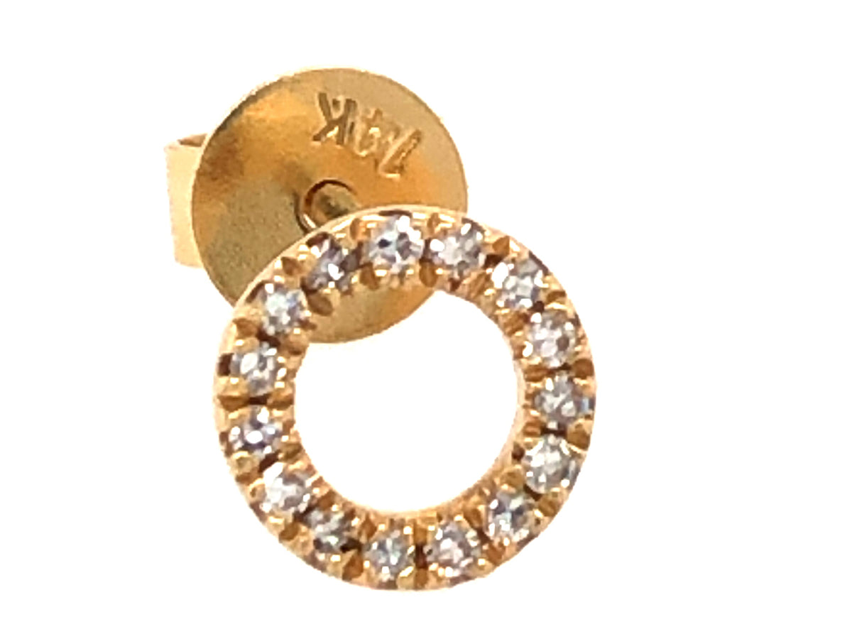 SINGLE DIAMOND CIRCLE STUD EARRING, 14KY (N)