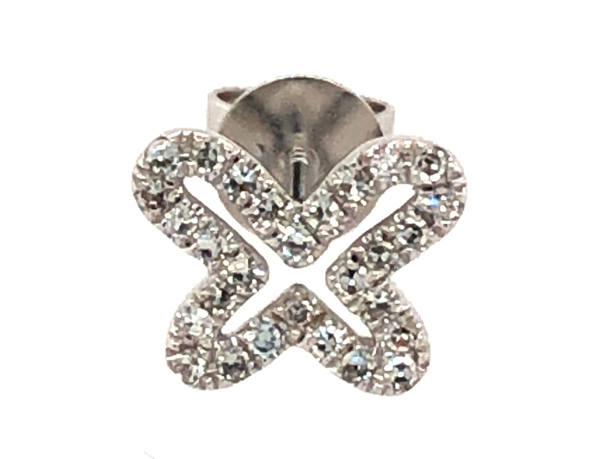 SINGLE DIAMOND OPEN BUTTERFLY STUD EARRING, 14KW (N)