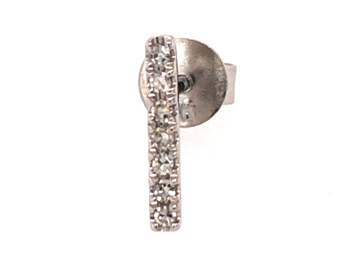 SINGLE DIAMOND BAR STUD EARRING, 14KW (N)