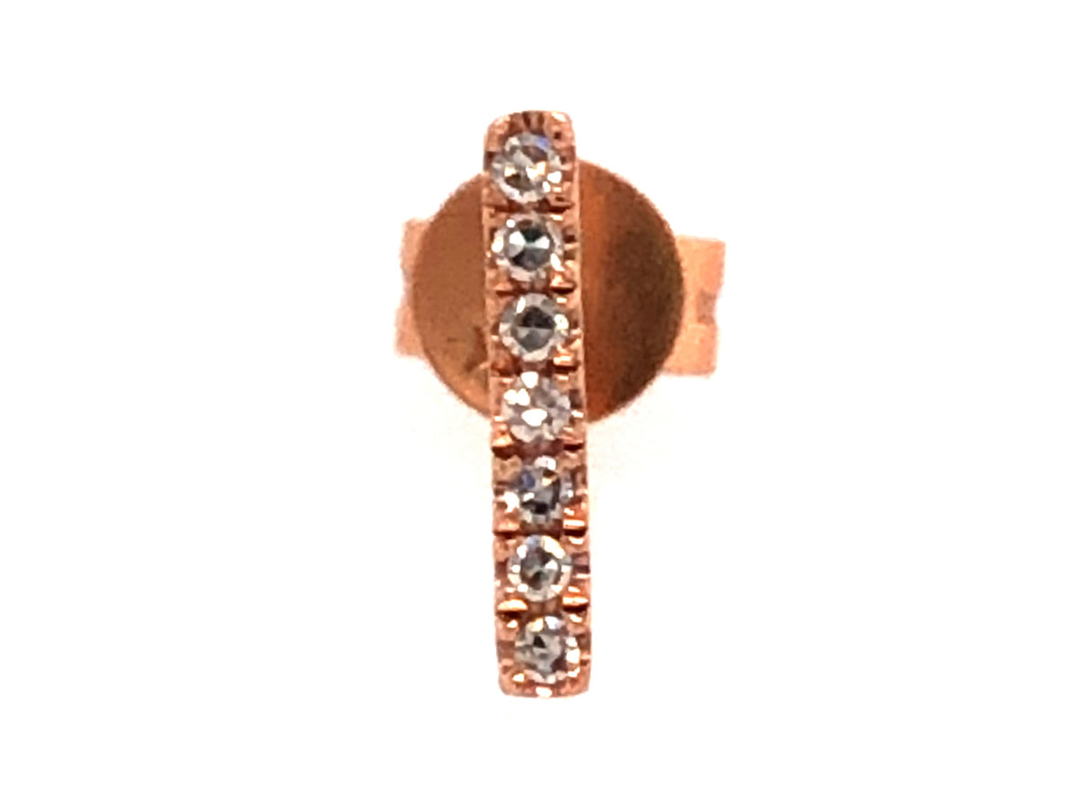 SINGLE DIAMOND BAR STUD EARRING, 14KR (N)