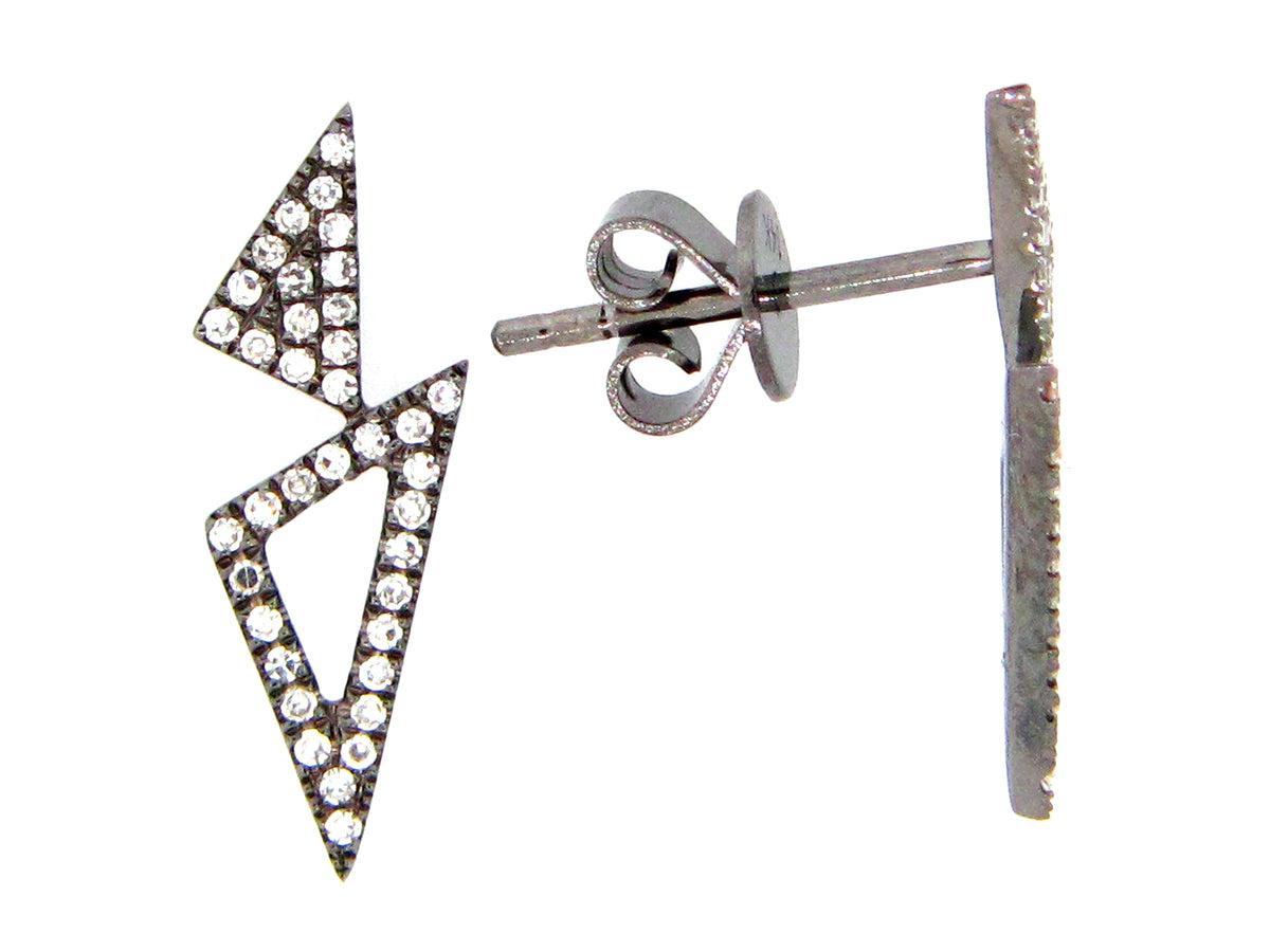 TRIANGLE DIAMOND EARRING, 14K BLACK FINISH (N)