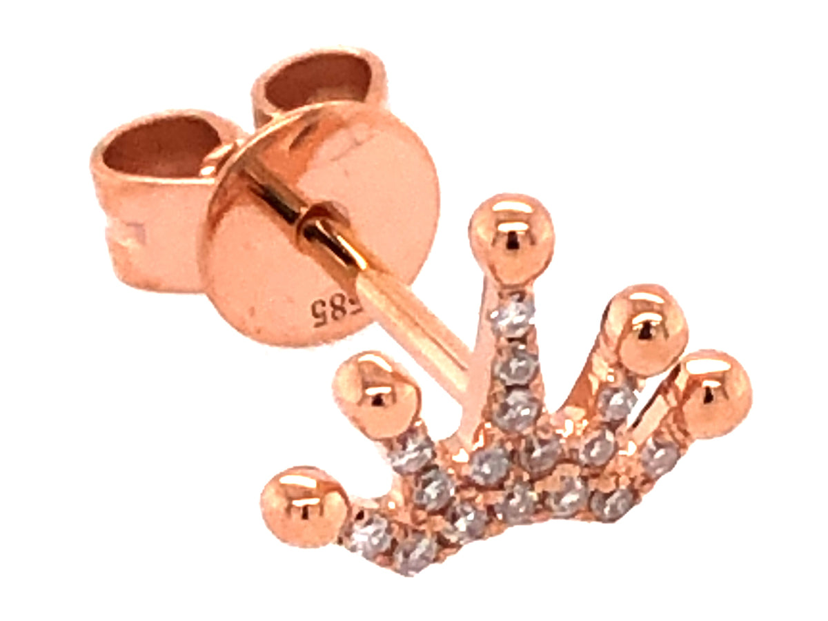 SINGLE DIAMOND CROWN STUD EARRING