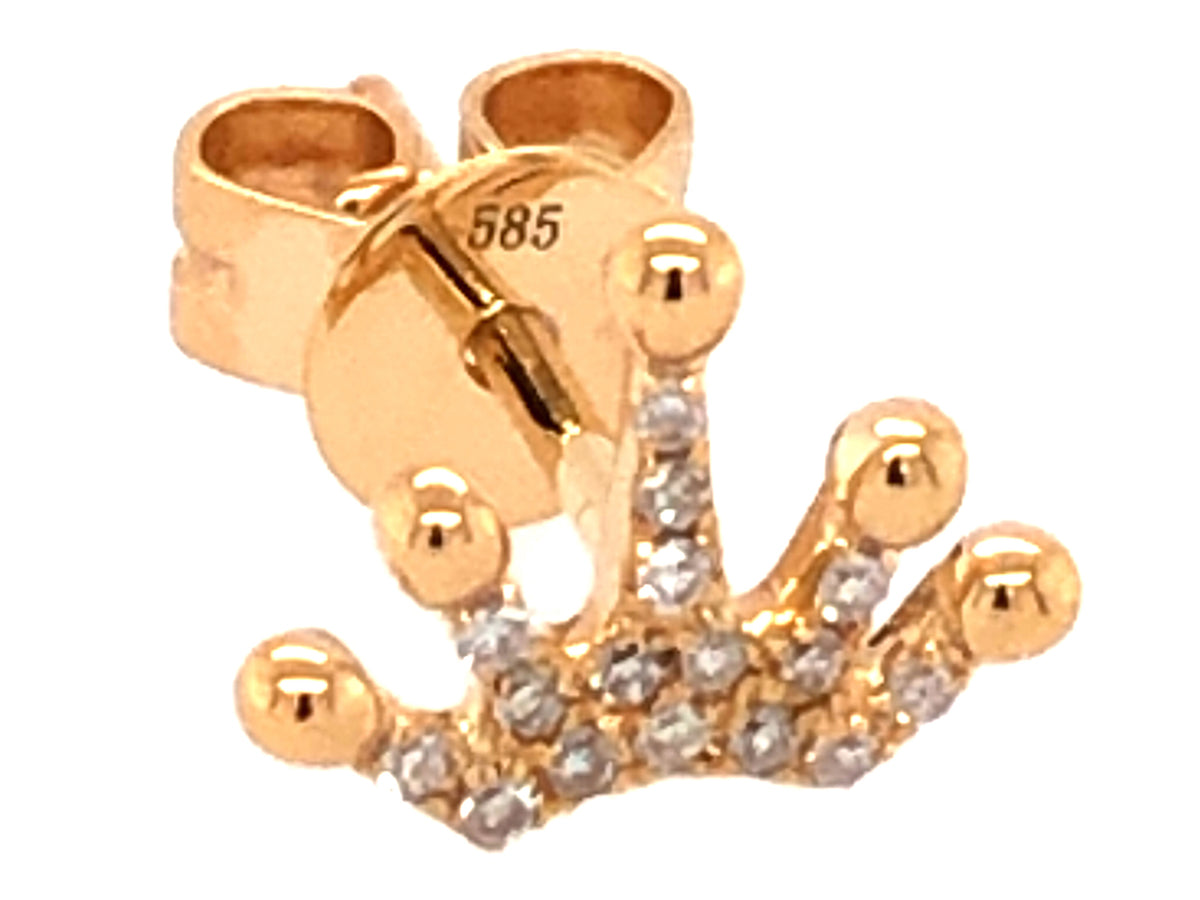 SINGLE DIAMOND CROWN STUD EARRING