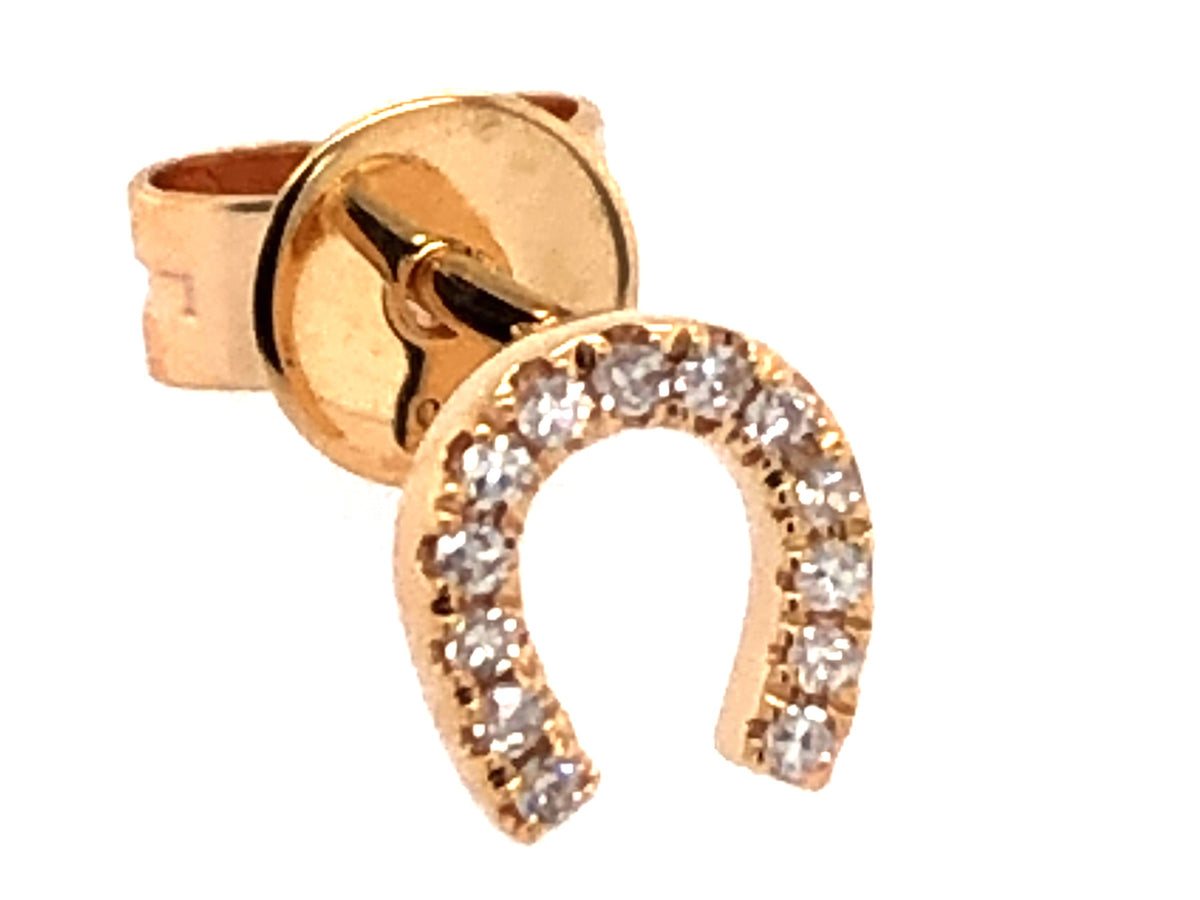 SINGLE DIAMOND HORSESHOE STUD EARRING