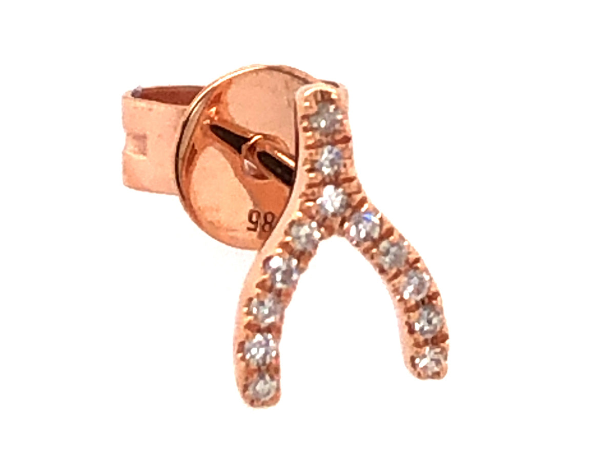 SINGLE DIAMOND WISHBONE STUD EARRING
