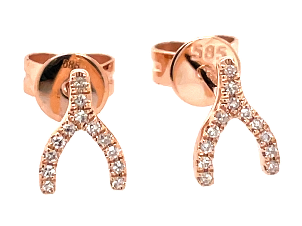 DIAMOND WISHBONE STUD EARRING