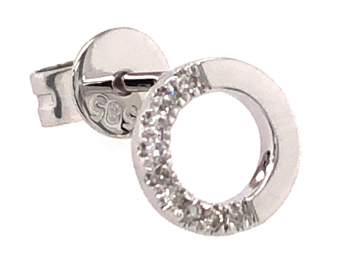 SINGLE DIAMOND HALF CIRCLE STUD EARRING