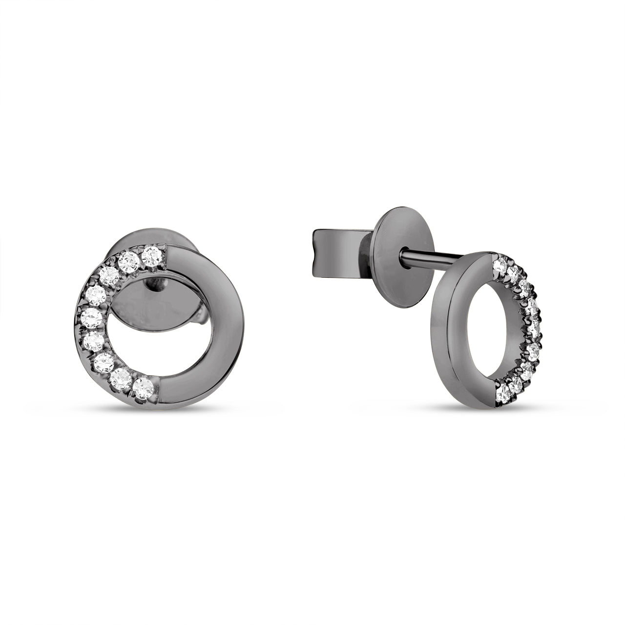 Diamond Open Circle Duet Stud Earring
