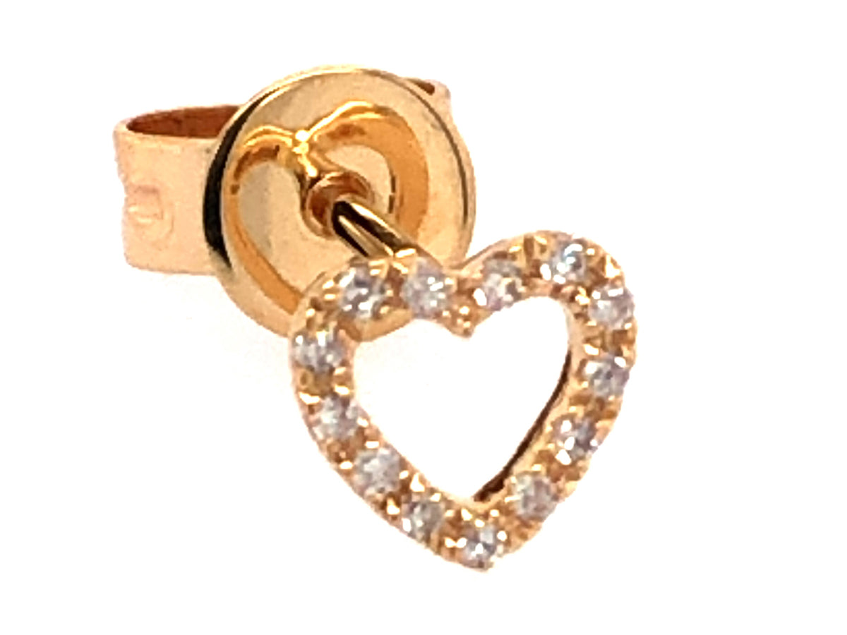 SINGLE DIAMOND HEART STUD EARRING