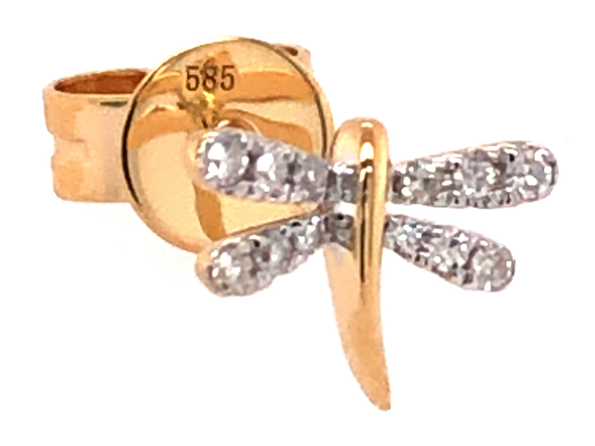 SINGLE DIAMOND DRAGONFLY STUD EARRING