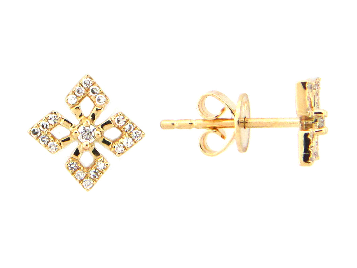 DIAMOND PINWHEEL EARRING, 14KY (N)