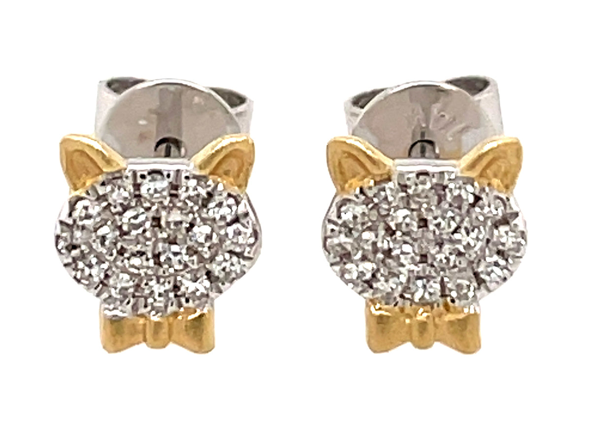DIAMOND CAT BOWTIE STUD EARRING