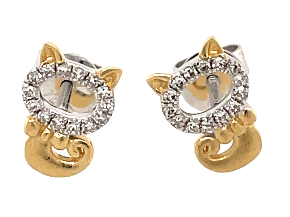 DIAMOND CAT OVAL STUD EARRING