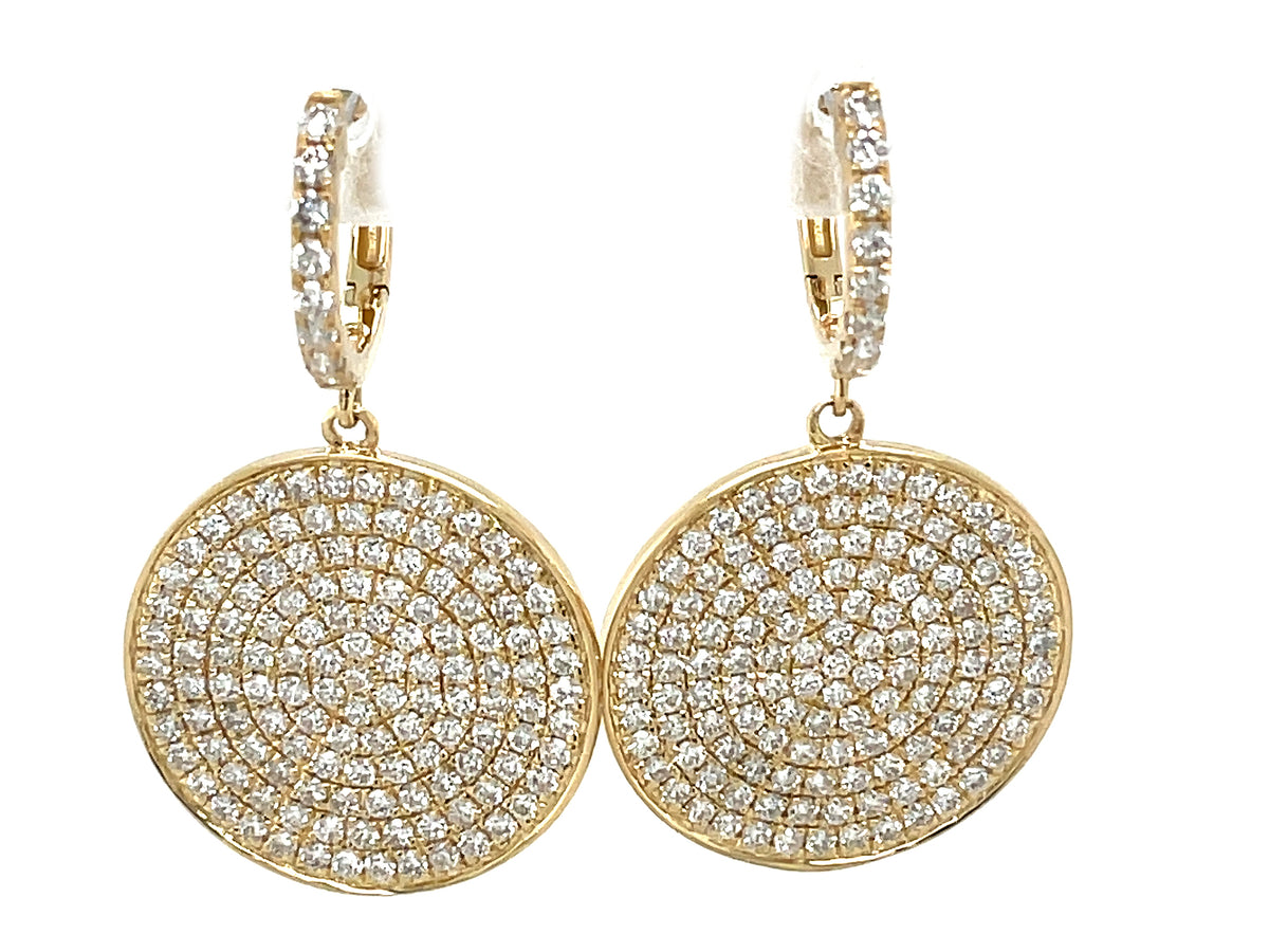 DIAMOND PAVE DISC DANGLE EARRING