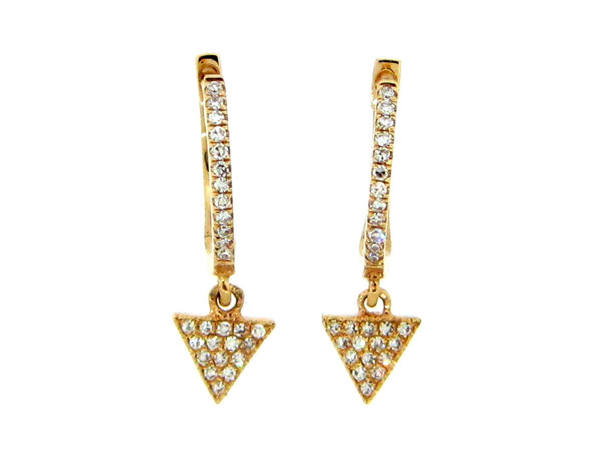 DIAMOND TRIANGLE DANGLE EARRING, 14KY (N)