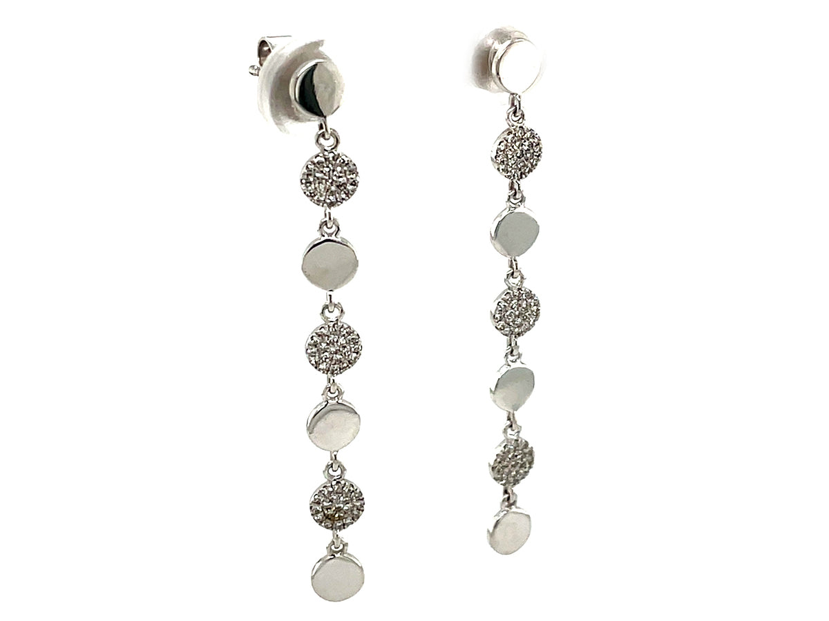Diamond Pave Alternating Disc Dangle Earring, 45mm