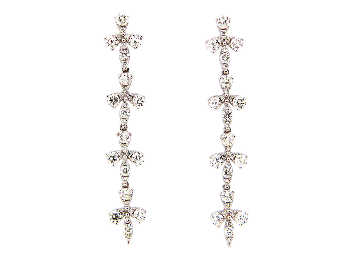 DIAMOND FLORETTE DANGLE EARRING, 14KW (N)