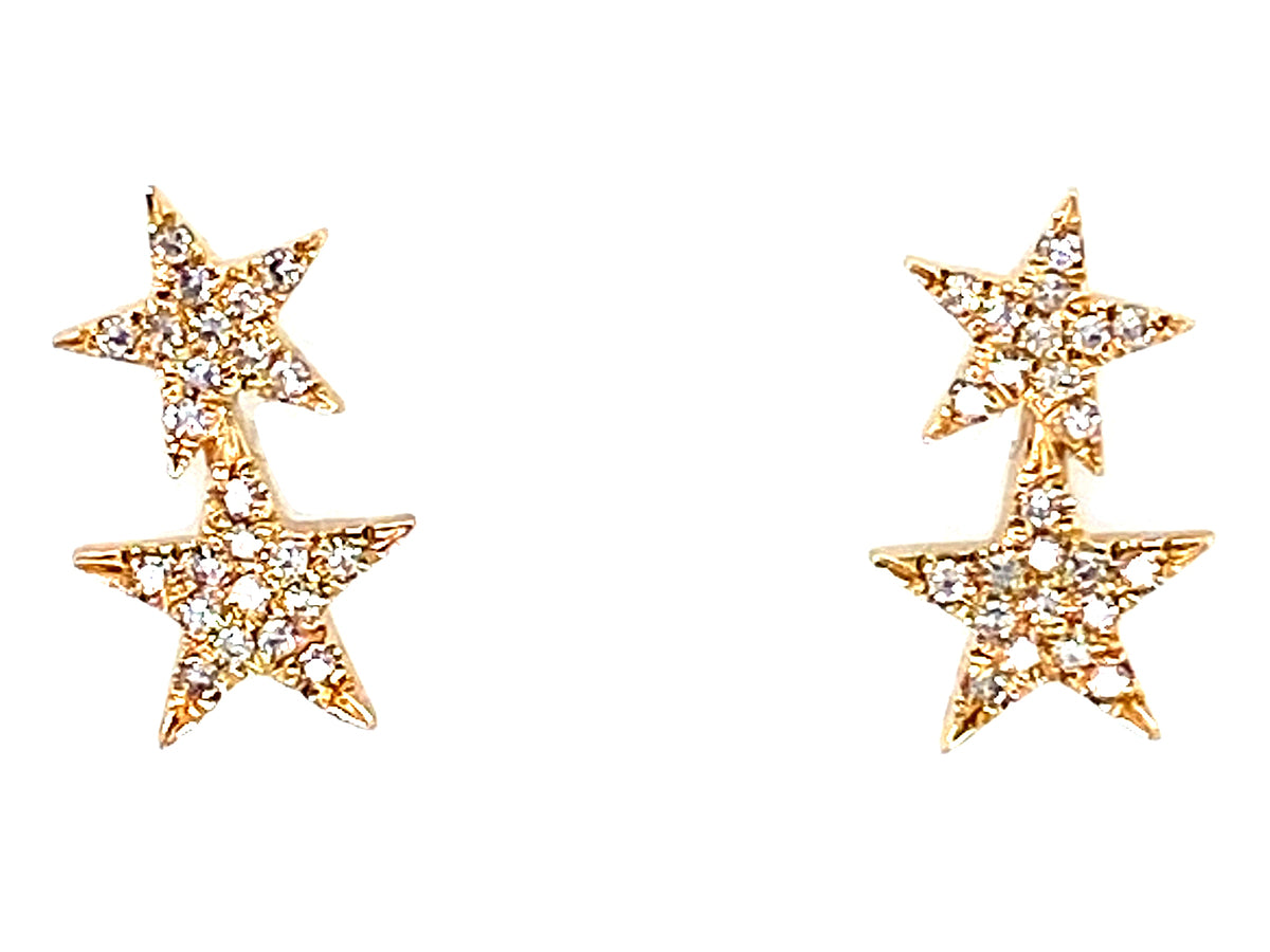 DIAMOND DOUBLE STAR STUD EARRING