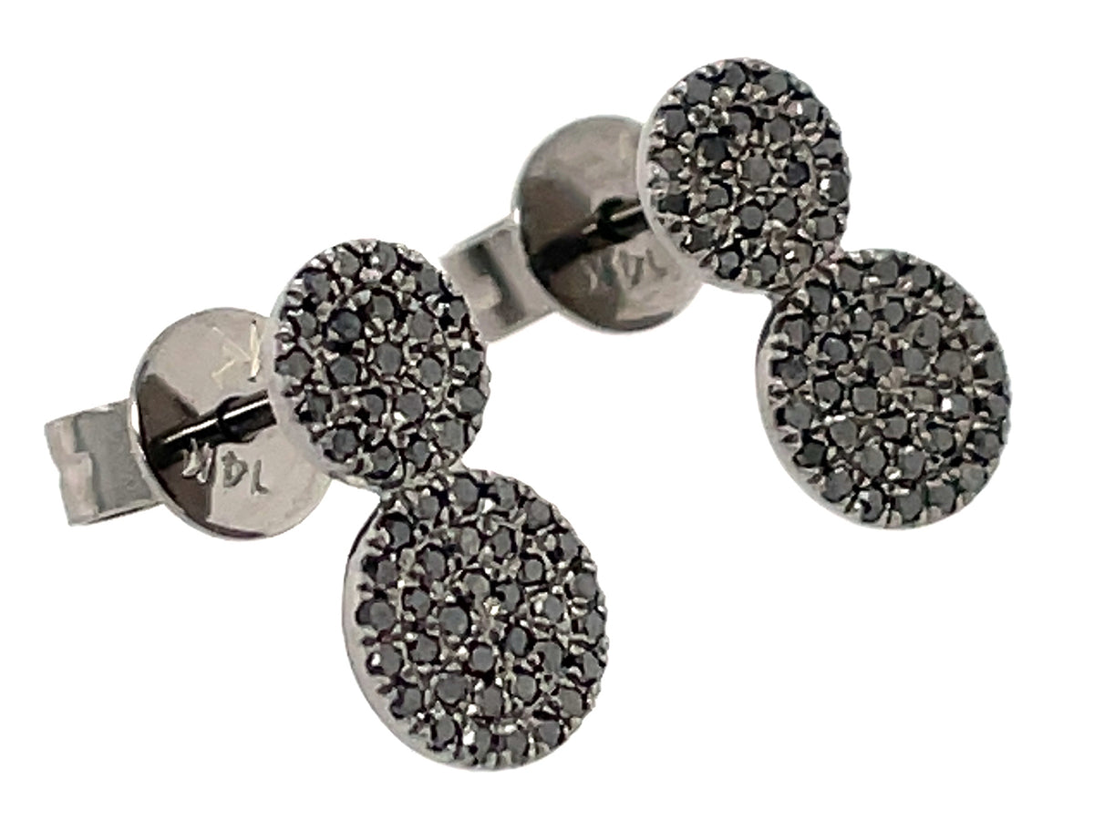 BLACK DIAMOND DOUBLE DISC STUD EARRING, 14K BLACK FINISH (R)