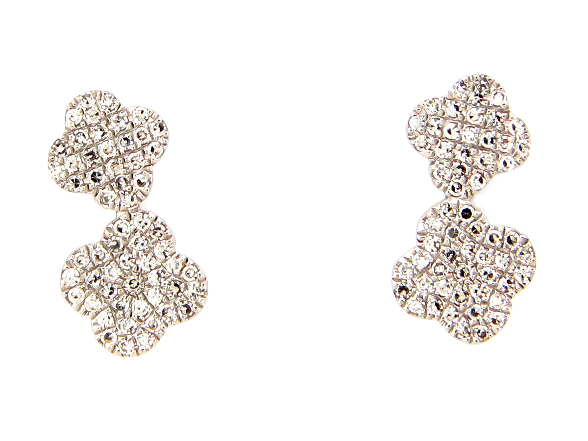DIAMOND DOUBLE CLOVER EARRING, 18KW (N)
